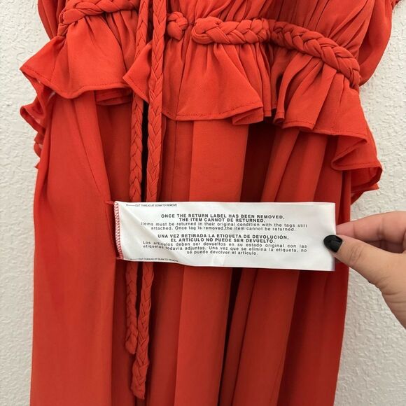 Dress The Population Athena Halter Maxi Gown Dress Poppy Orange Size Large NEW - Picture 7 of 10